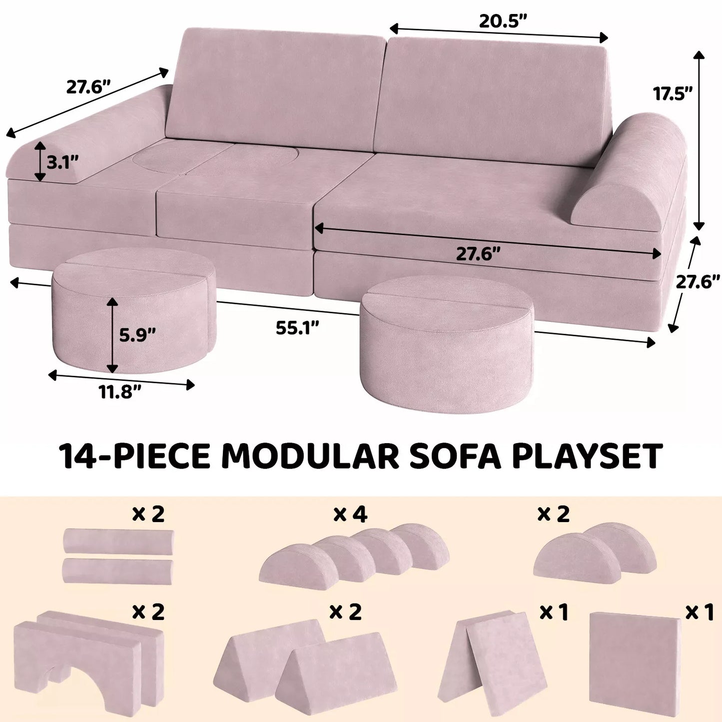 Canapé de jeu modulaire pour enfants